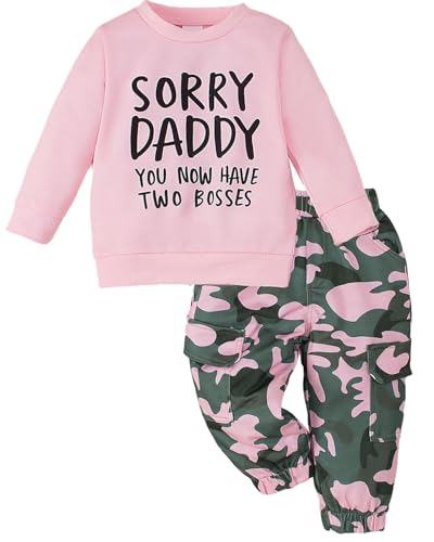 Yvowming Toddler Girl Clothes Outfits Sweatshirt & Camouflage Pants Set Baby Girl Fall Winter Outfits Kids Sweatsuit