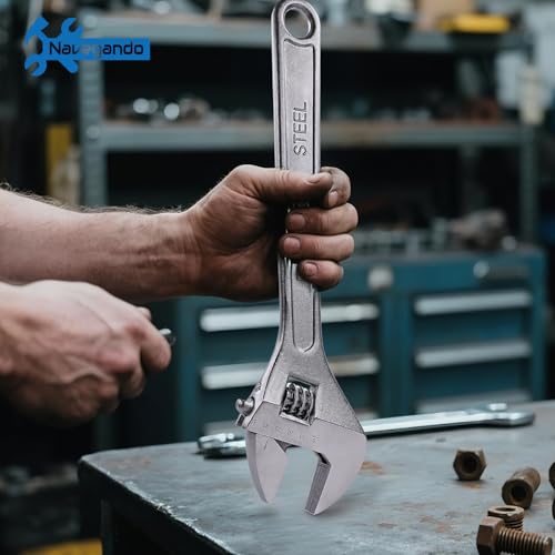 Image of Navegando 15 Inch Adjustable Wrench, Professional High Carbon Forged Steel Wrench,for Automotive & Industrial Use, Heavy Duty