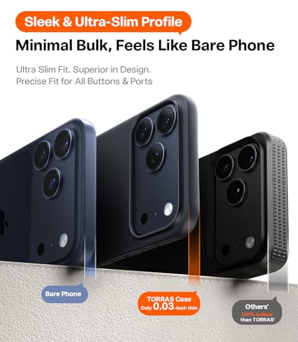 Image of TORRAS Slim Fit for iPhone 17 Pro Case Thin 6.3 inch Velvety Matte Black