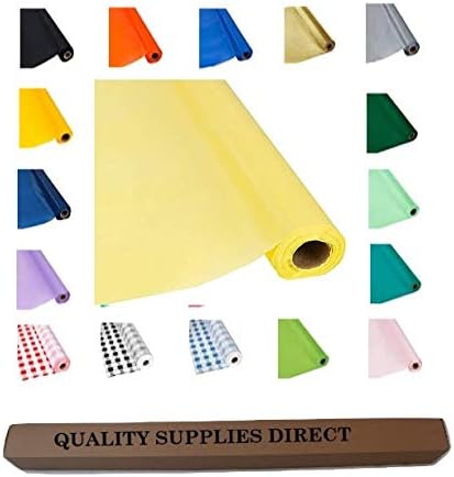 Rollo de plástico para mantel de fiesta, 300 x 40 pulgadas, mantel desechable para banquetes (amarillo)