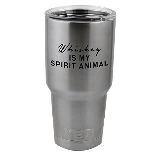 Funny Whiskey is My Spirit Animal Alcohol Vinyl Sticker Decal for Yeti Mug Cup Thermos Pint Glass (4