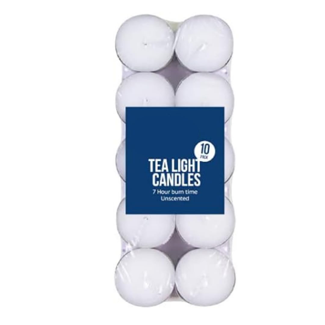 LND Gifts 7 Hour Tealights - Long Lasting, Unscented Tealight Candles Ideal for Tea Light Candle Holders, Wax melt Burners and Oil Burners with 7 Hour Burn time Each tealight.