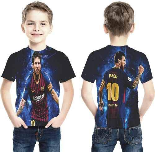 Camiseta Leonel Messi 10 Futebol Estampa Total Infantil