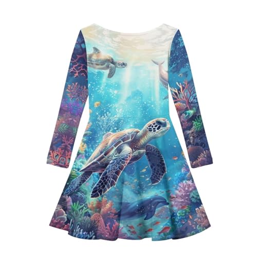 Kids Knee Length Dresses with Long Sleeve 3-16 Girls Midi Dress2