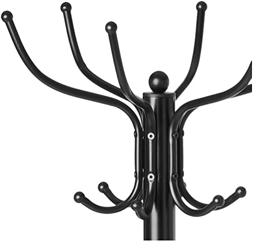 Tangkula Coat Rack Freestanding, 75 Inch Heavy Duty Metal Coat Hanger Stand With Umbrella Holder, Entryway Hat Jacket Hanger With 12 Hooks For Scarf Crutch Bag Coat, Standing Coat Tree Rack(Black 003) #TOP2