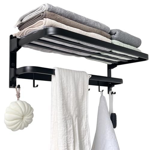 24in Towel Racks Shelf for Bathroom, Foldable Wall Mounted Towel