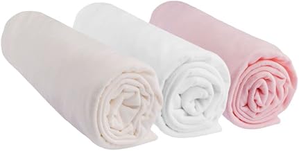 Set of 3 Fitted Sheets 70 x 160 cm Cot Cot 70 x 160 cm | 100% Cotton Jersey | Pink White Ecru | Stretchy | Healthy Sleep | Brand Easy Dort | Oeko-Tex | Quality | Made in Europe