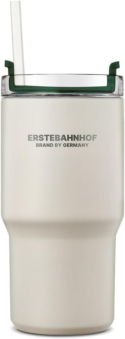 WAGENSTEIGER RuheMax Ceramic-Coated Insulated 20 oz (600 ml) Tumbler with Twist-Lock Lid and Straw, Vacuum Stainless Steel Travel Mug, Sweat-Resistant, Hot & Cold (Cream)