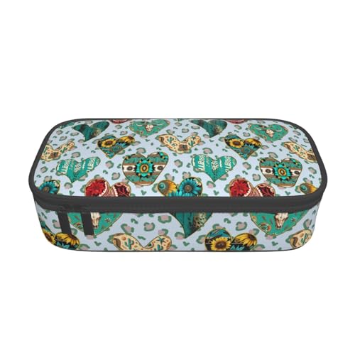Image of Western Aztec Pencil Case Aesthetic Large Capacity Pen Pouch | Storage Bag with Compartments for Travel School Office Organizer