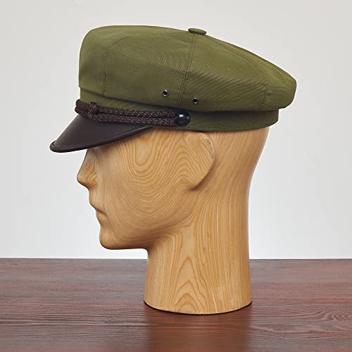 Sterkowski Harley Cap | 100% Softened Cotton Biker Cap | Newsboy Hats For Men Cab Driver Hat Peaked Cap Motorcycle Hat Greek Cap Classic Hats Chaffeur Hat Summer Cap Handmade Us 7 3/8 Olive/Brown #TOP4