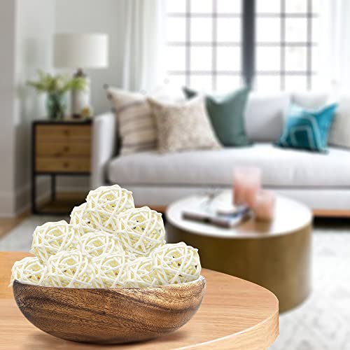 Qingbei Rina 30 Pcs White Decorative Balls For Centerpiece Bowls, Cream Wicker Rattan Balls For Decorating, Decorative Orbs Twig Spheres Vase Fillers, Summer Wedding Decorations, 1.5 Inch #TOP3