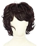 yuehong Short Curly Brown Wig Bangs Anime Cosplay Wigs for Men Heat Resistant Synthetic Fibers Wig Fluffy Durable Breathable Wig