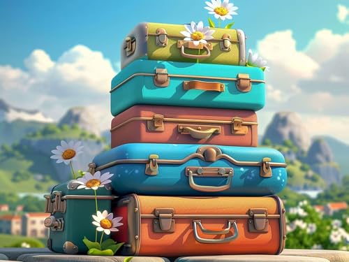 Koffer Diamond Painting Erwachsene DIY Diamond Art Komplett Set, Blume Runde Gem Kunst Kunsthandwerk Diamant Bilder Kristall Kreuzstich Anfänger Home Wall Decor Geschenk für Frauen 90x120cm y0l-167