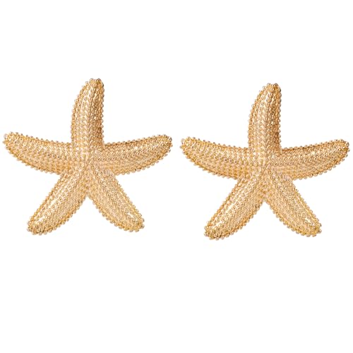 Starfish Earrings for Women, Gold Statement Starfish Earrings Summer Beach Jewelry Charming Beach Shell Jewelry Ocean Seashell Gift for Women Summer Decoration