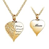 LuxglitterLin Guardian Angel Wing Cremation Urn Necklace for Ashes Papa Heart Shape Memorial Keepsak