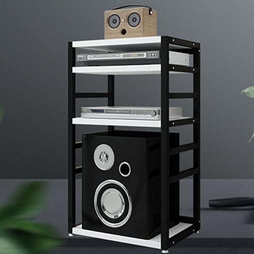 Estante de consola multimedia de 4 niveles, estantes de madera ajustables para DVD, reproductor de discos, consola de juegos, caja de TV, equipo de DJ
