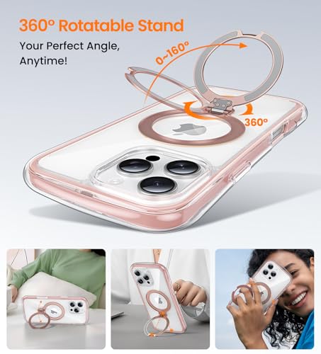 YFVLKEE Magnetic for iPhone 16 Pro Max Case with Stand [Compatible with MagSafe][360° Rotatable Ring Holder Kickstand][Military Grade Protection] Shockproof Case for i Phone 16 ProMax 6.9 Inch, Pink by YFVLKEE - Used condition - Image 4