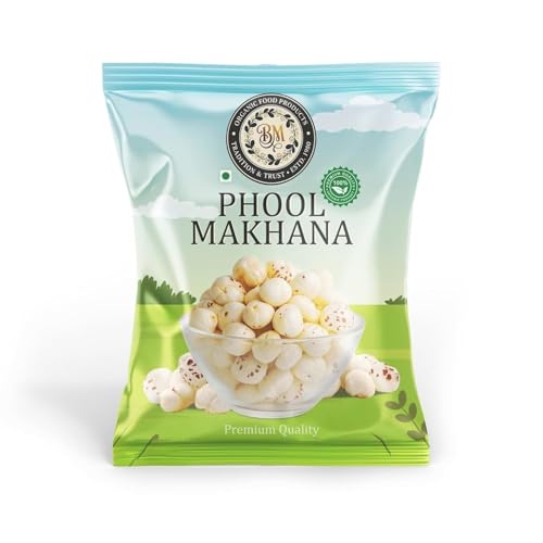 Image of BM ORGANIC FOOD PRODUCTS Phool Makhana 500g | Premium Hand-Picked Fox Nuts | Natural Lotus Seeds | Healthy Roasted Snack | High Fiber & Protein Rich | Gluten Free Makhana