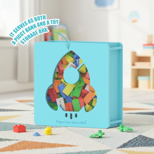 Image of Summidate Wooden Piggy Bank for Kids Girls, Money Savings Bank with Clear Removable Windows and DIY Stickers, Kids Visual Cash Vault Box for Teens, Birthday