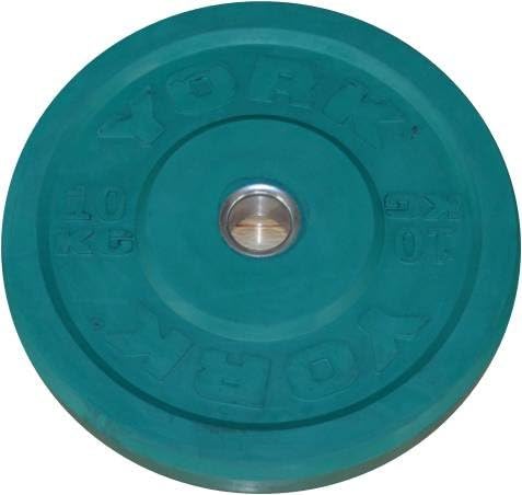 York Barbell 28091 York USA 10 Kg Green Rubber Training Bumper Plate