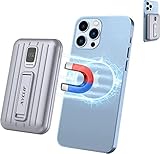 【10000 mAh de Gran Capacidad】 Este banco de energía inalámbrico magnético tiene una capacidad de 10000 mAh que puede cargar un iPhone 2-3 veces (dependiendo de la capacidad de su teléfono celular). El banco de energía se puede cargar directamente con el cable de datos de Apple, no es necesario comprar ningún otro cable de datos.