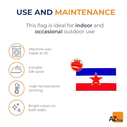 Image of AZ FLAG - Yugoslavia Flag - 3x5 Ft - 100D Polyester Yugoslavian Banner with Two Metal Grommets - Fade Resistant - Vivid Colors - 3' x 5' Feet - 150x90 Cm