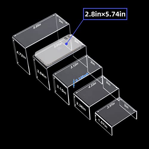 image for ihomecooker 10 Pack Clear Acrylic Display Stand,5 Sizes Jewelry Risers