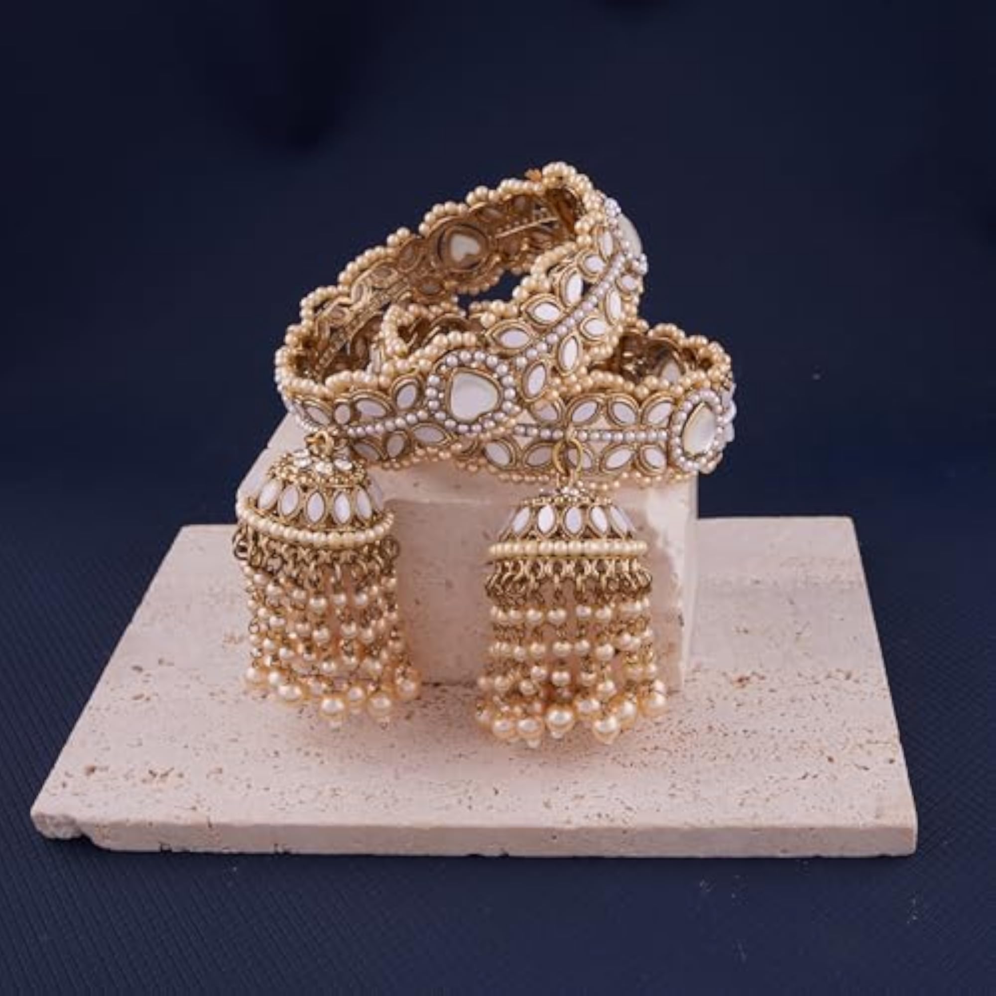 Elegant Gold Plated Bangles with Jummar Design Set of 2