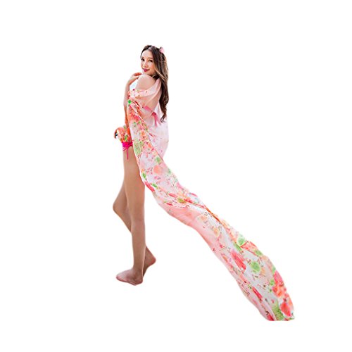 Pareo de gasa de flores rosa para piscina y paseos veraniegos