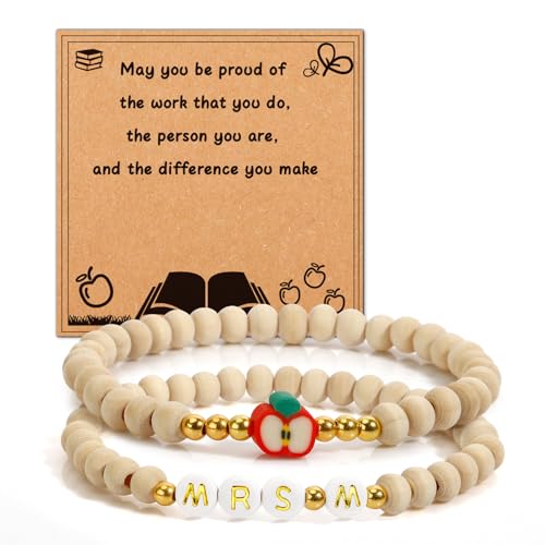 DUIOQ Teacher Appreciation Gifts from Student Teacher Bracelet- Valentines Day,Easter,Graduation,Christmas,Back to Shcool for Preschool Daycare