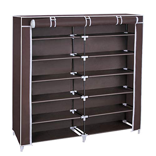 SONGMICS 7 Tiers Shoe Rack Closet with Fabric Cover Portable Shoe Storage Organizer