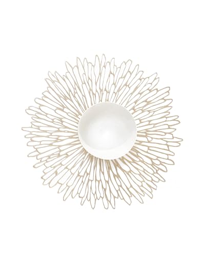 Chilewich  - Pressed Bloom Placemats in Champagne - Easy Care Openwork Table Mats - Indoor/Outdoor - 15.7