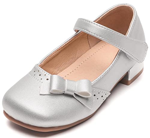 PPXID Chaussures Princesse Fille Mary Jane Ballerine Enfant pour Ceremonie Mariage Fête Chaussures Plates Confortable -Argent 27