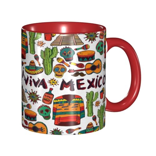 ネイティブとビバメキシコ マグカップ 旅マグ コーヒーカップ Red セラミック 330ml 陶器 食器 耐熱 水筒 プレゼント