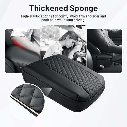 Image of Autorder Center Console Cover for 2019-2026 Chevy Silverado /GMC Sierra Accessories, Tahoe&Suburban&Yukon 2021-2026, Armrest Cover Leather Middle Console Covers Anti-Scratch(Bucket Seat Only)