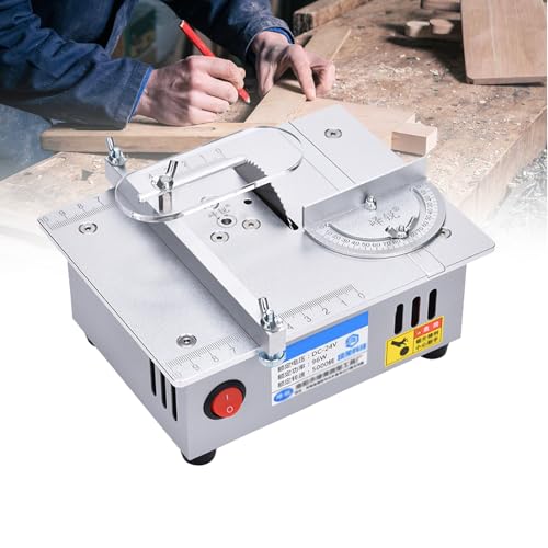 Mini Table Saw for Woodworking, 45° Mitre Cutting Tool, Durable Metal Housing for Hobby Craft and Model Making