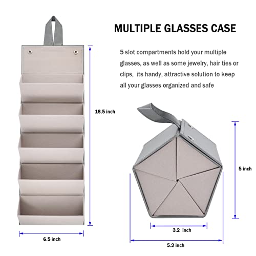 Image of Kenpal Sunglasses Storage Organizer Holder Foldable Travel Case with 5 Slot Compartments for Multiple Glasses