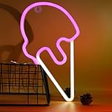 Größe: Die Größe des Neonlichtzeichens beträgt 33 * 19 * 2 cm / 12,99 * 7,48 * 0,78 Zoll, und die Länge der USB-Kabel beträgt 1,8 m / 5,9 Fuß. Das Eiscremeschild hat ein Aufhängeloch, Sie können Neon aufhängen Lichter, wo Sie wollen.