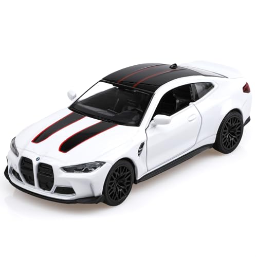 TOKAXI Carros modelo BMW M4 CSL em escala 1/36, veículos de brincar BMW M4, presentes para meninos e meninas (branco)