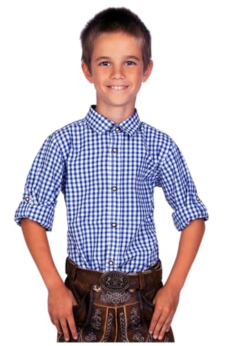 Chemise traditionnelle pour enfant bleu rouge vêtement folklorique taille 128-164