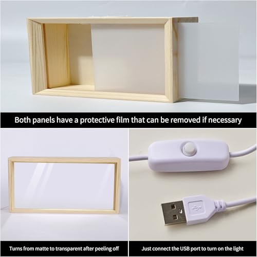 3D Bilderrahmen zum Befüllen,Objektrahmen Holz,leuchtender Fotorahmen, LED-Display-Artikelrahmen, DIY Vitrine Rahmen für Objekte,Blumen Schattenbox,Dekorative Bilderrahmen für Zuhause,Wohnzimmer,Hotel