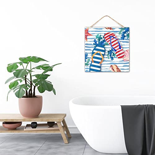Letrero de madera de estrella de mar y conchas personalizadas para pared 8