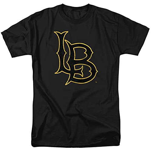 California State University, Long Beach Official Distressed Primary Logo Unisex Adult T Shirt,Black, X-Large