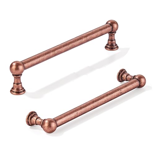 khtumeware 10 Pack 6 Inch Hole Center Antique Copper Cabinet Pulls Heavy Duty Solid Cabinet Handles cabinets Dressers Kitchens Handles Bathroom cabinets