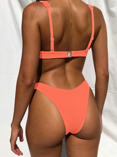 Image of Bathing Suits for Women Deep V Neck Sexy Two Piece Bikini Sets for Women Thong Halter Cheeky Swimsuit