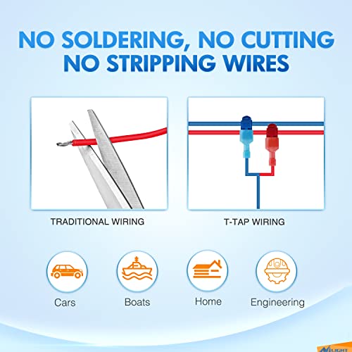 image for Nilight 360PCS T-Tap Wire Connectors Self-Stripping Quick Splice Elect