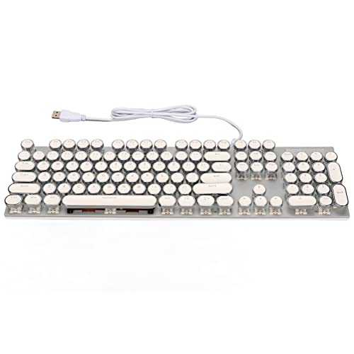 Mechanische Gaming-Tastatur,104 Tasten, RGB-LED-Hintergrundbeleuchtung, Kabelgebunden, Mechanische Computertastatur mit Blauem Schalter, Retro-Steampunk, Runde Mechanische Tastatur (Blauer Schalter) Cover
