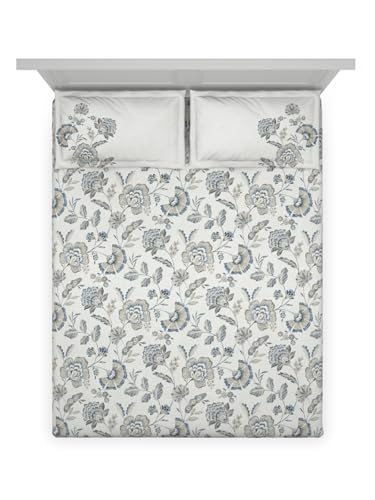 Image of DDECOR Live beautiful Cotton Queen Bed Sheet Set with 2 Pillow Covers (229 CM X 274 CM, Grey) Digital Print Classical 145TC GSM