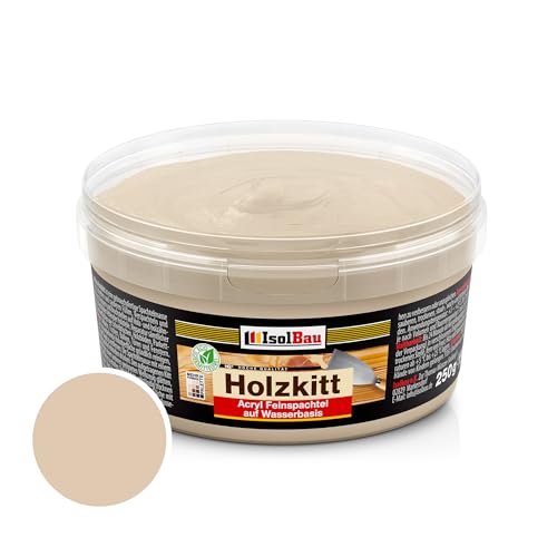 Isolbau - Holz-Spachtelmasse 250 g - Holzspachtel Holzkitt Außen und Innen - Holz-Reparaturspachtel - Holzreparaturmasse - Holz-Fertigspachtel - Schnelltrocknend - Eiche Mittel (Nr. 19)