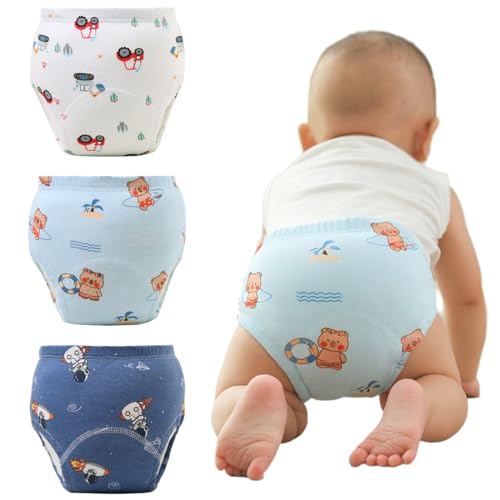 DIFLAX 3 Piezas Braguitas de Aprendizaje, Braga Pañal Niña, Bañador Pañal Bebe, Bragas de Aprendizaje Niña 2 Años, Bañador Pañal, Bragas Pañal Bebe para Niños y Niñas